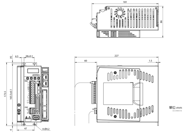 单轴机器人：驱动器尺寸 C框(D2x-10xx-E(注)-Cx)
